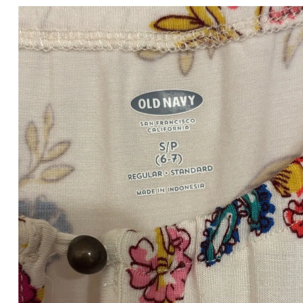 Old Navy Floral Dress Girls Short Sleeve Casual Play Kids Size S 6 / 7 W 20